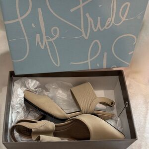 Life Stride Beige Block Heel Sandals